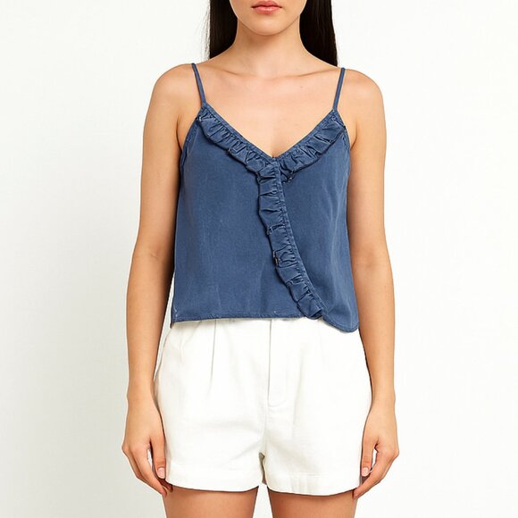 Vintage Havana Mineral Wash  Ruffle Surplice - Picture 1 of 7